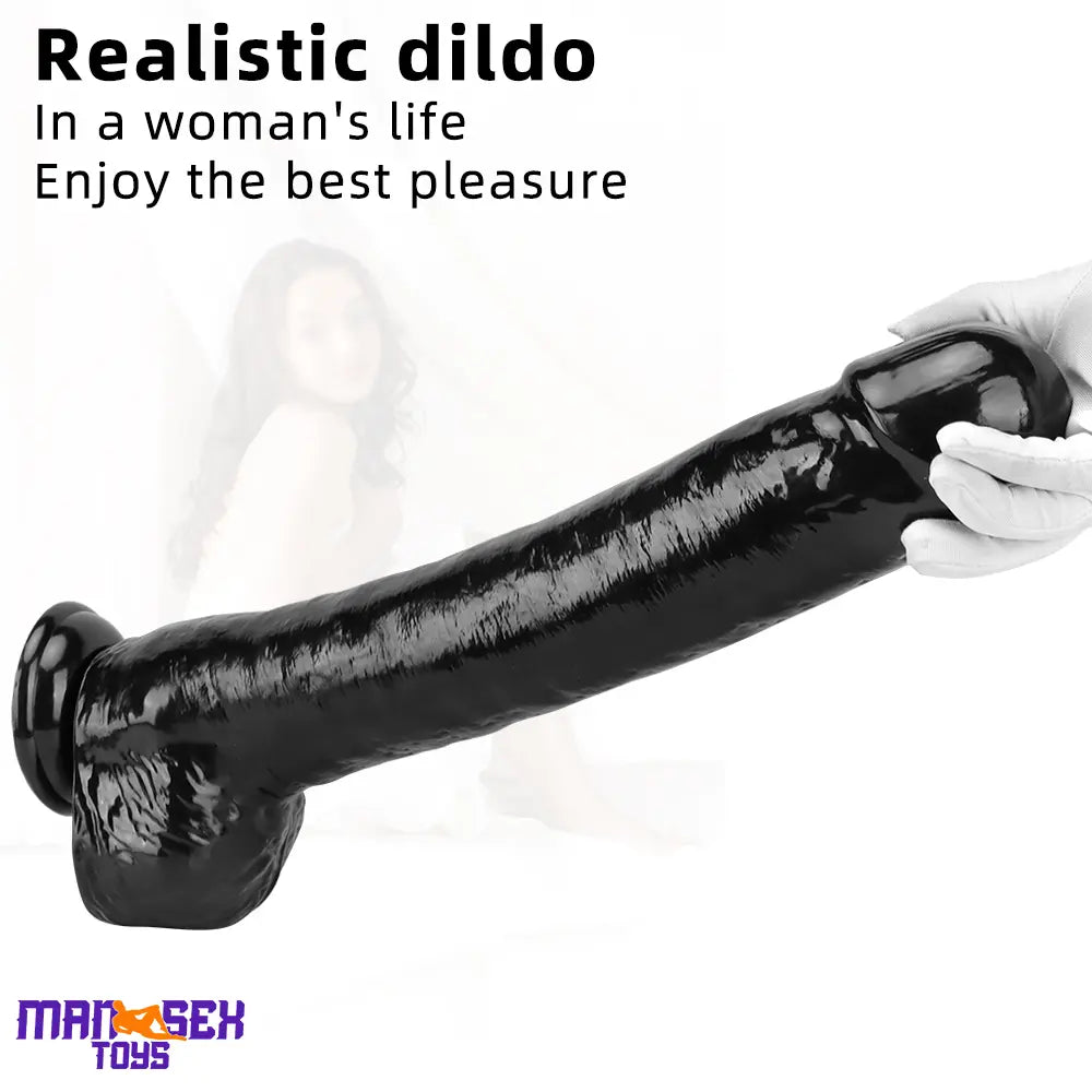 15.74in Extra Big Long Black Dildo Real BDSM Sex Toy For G spot Lover