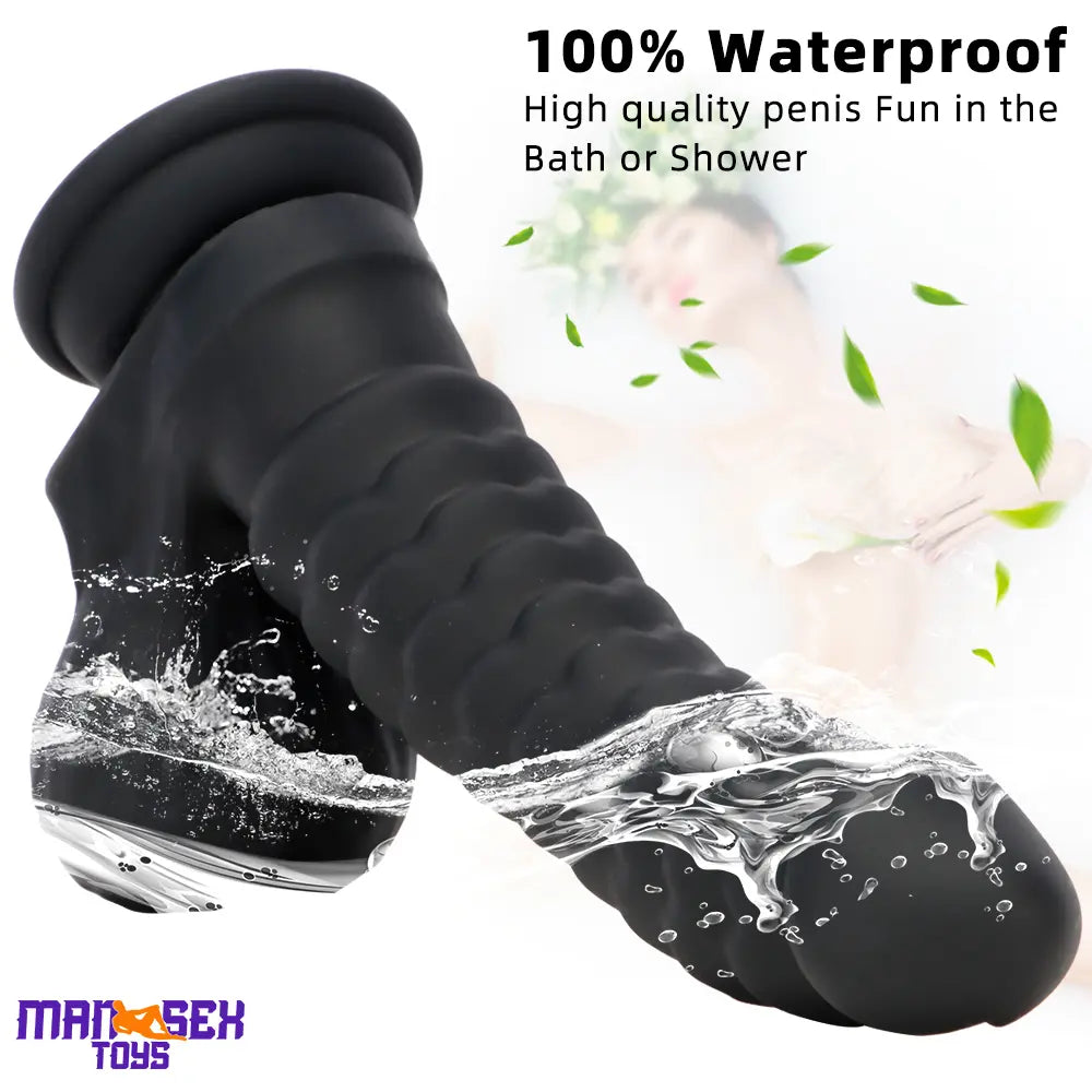 8.07in Big Black Fantasy Double Layer Silicone Flexible Caterpillar Dildo