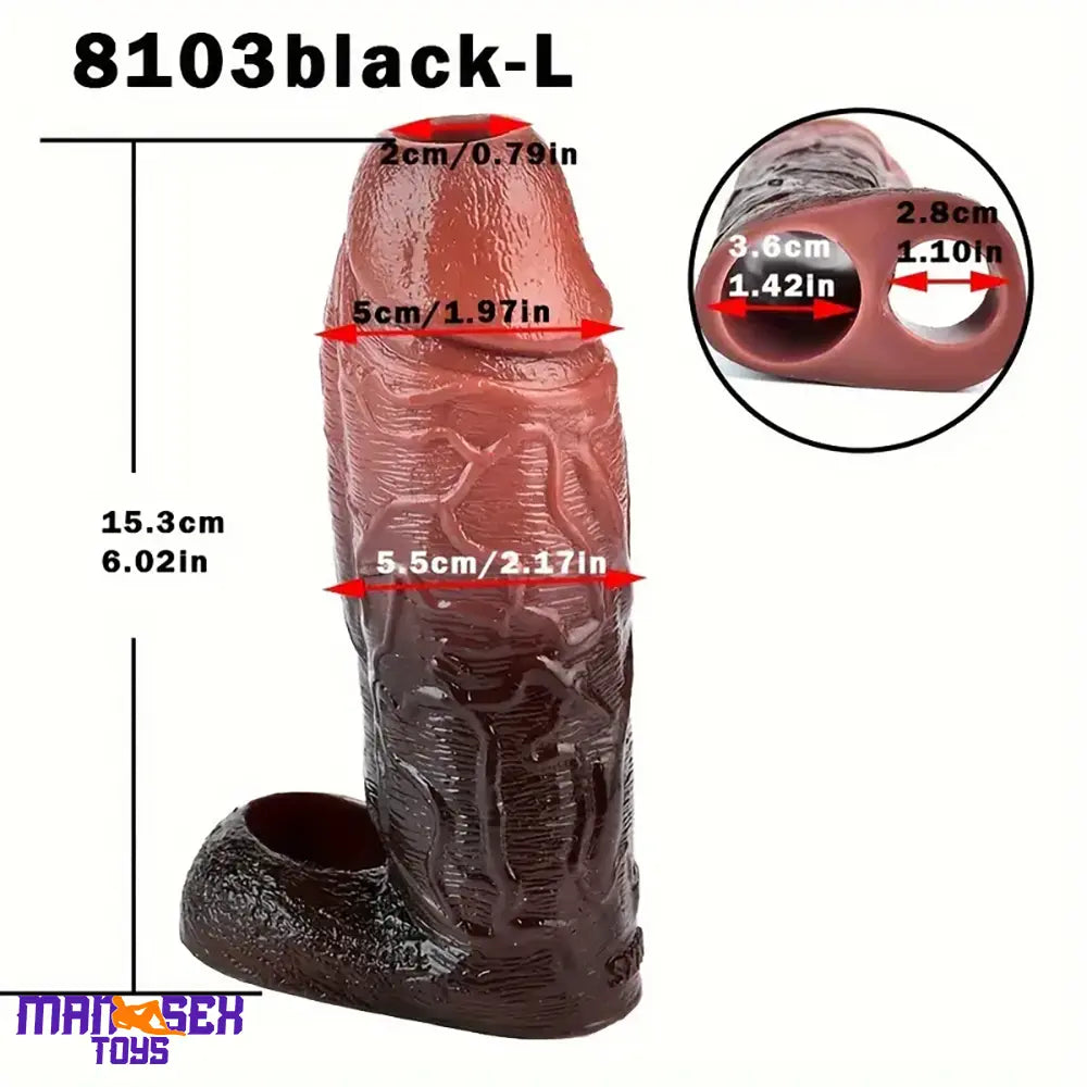 4.53in 5.24in 6.02in Silicone Soft Cock Ring Dildo Sleeve For Enlargement