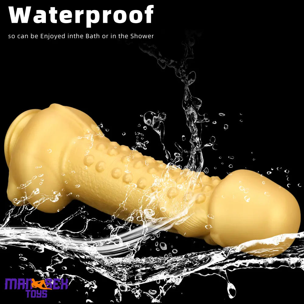 11.8in Liquid Large Soft Silicone Fantasy Thick Gold Anal Spiked Clit Dildo