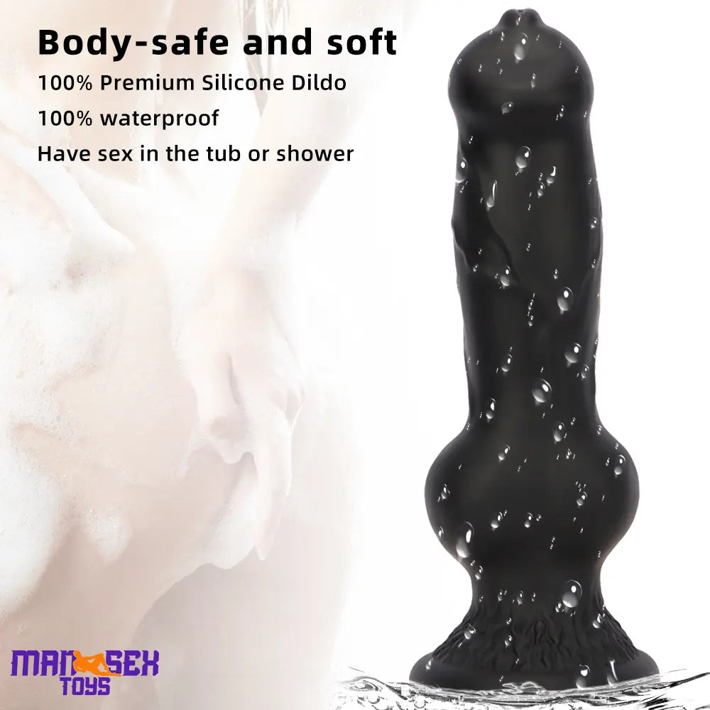7.28in 7.48in 9.64in 10.62in 13in Big Black Silicone Dog Cock Male Dildo