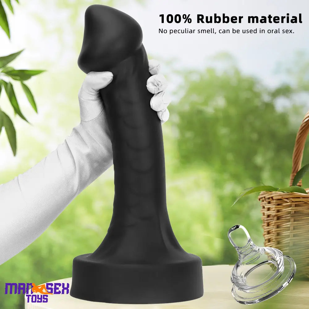 10.63in 12.6in 13.77in Silicone Big Soft Curved Black Dildo Mushroom Head