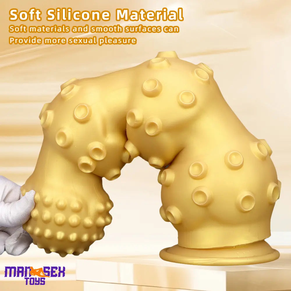 6.7in 9.84in 13.38in Gold Silicone Animal Octopus Large Cock Dildo Butt Plug