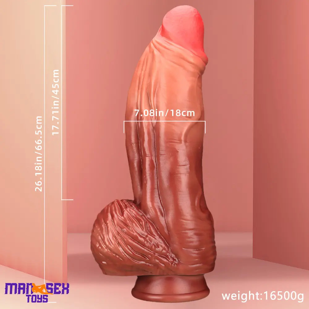 26.18in Realistic Super Long Huge Thick Soft Fat Durable Dildo For Anus