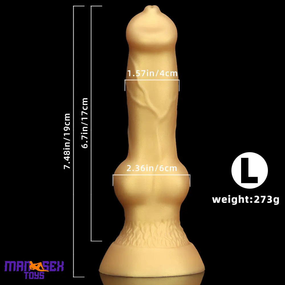 3.81in 7.48in Gold Silicone Soft Small Dog Dildo For Anal Vaginal Sex Cock