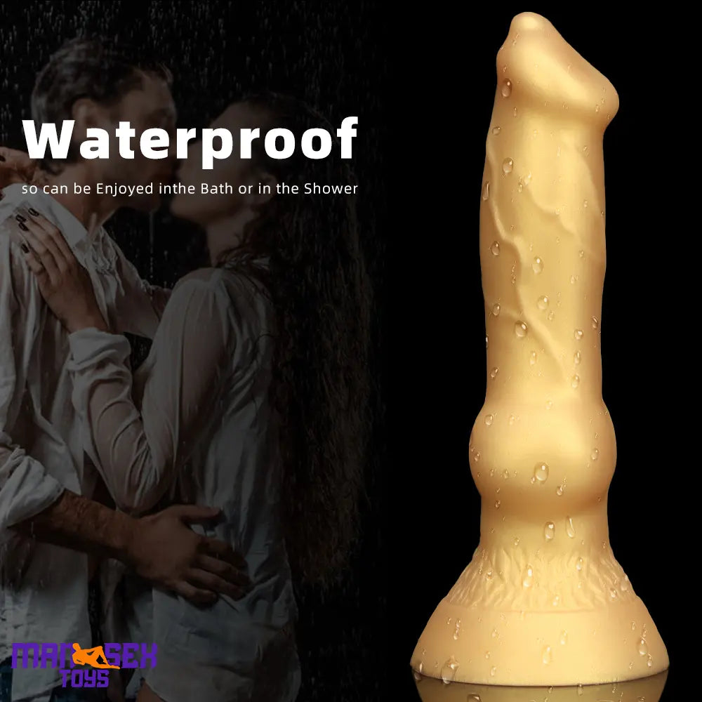 3.81in 7.48in Gold Silicone Soft Small Dog Dildo For Anal Vaginal Sex Cock