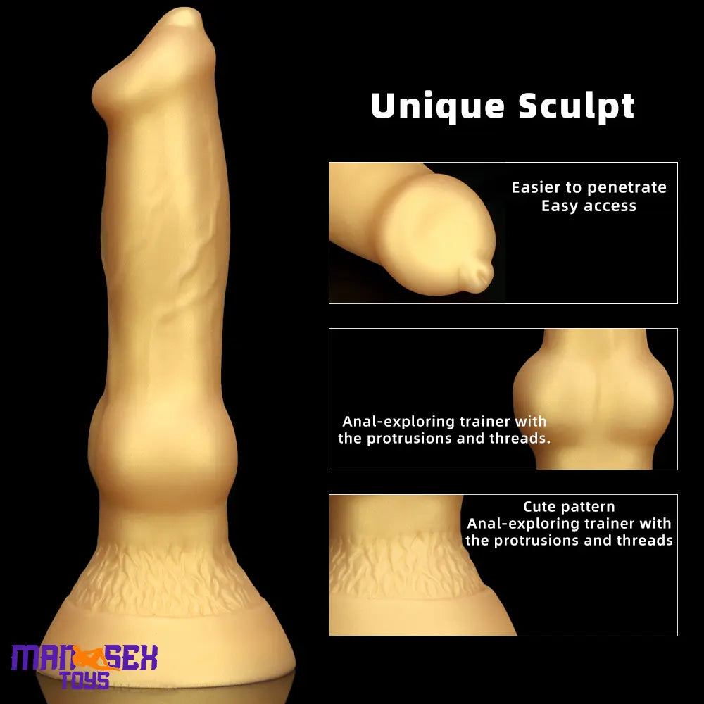 3.81in 7.48in Gold Silicone Soft Small Dog Dildo For Anal Vaginal Sex Cock