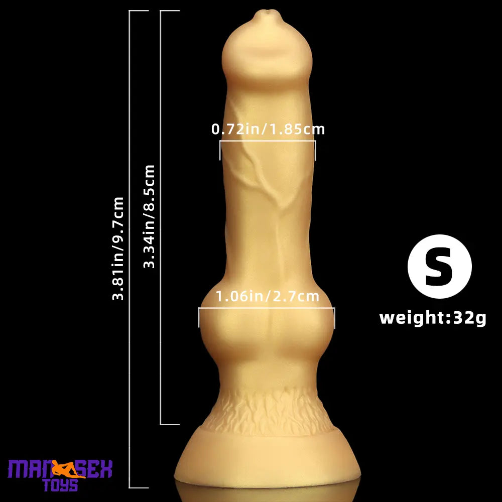 3.81in 7.48in Gold Silicone Soft Small Dog Dildo For Anal Vaginal Sex Cock