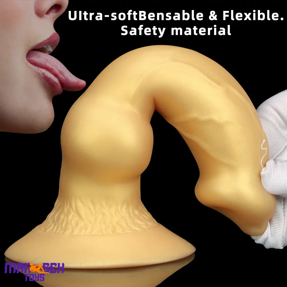 3.81in 7.48in Gold Silicone Soft Small Dog Dildo For Anal Vaginal Sex Cock