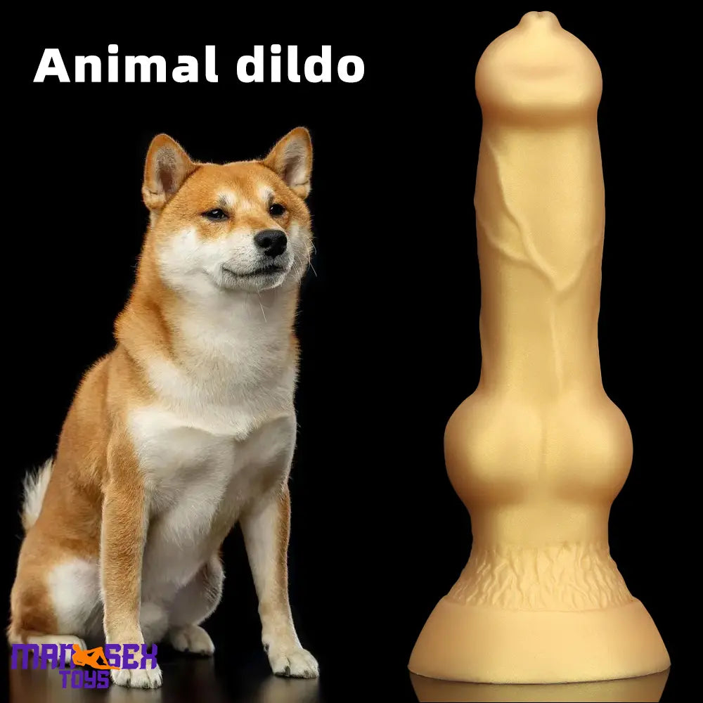 3.81in 7.48in Gold Silicone Soft Small Dog Dildo For Anal Vaginal Sex Cock