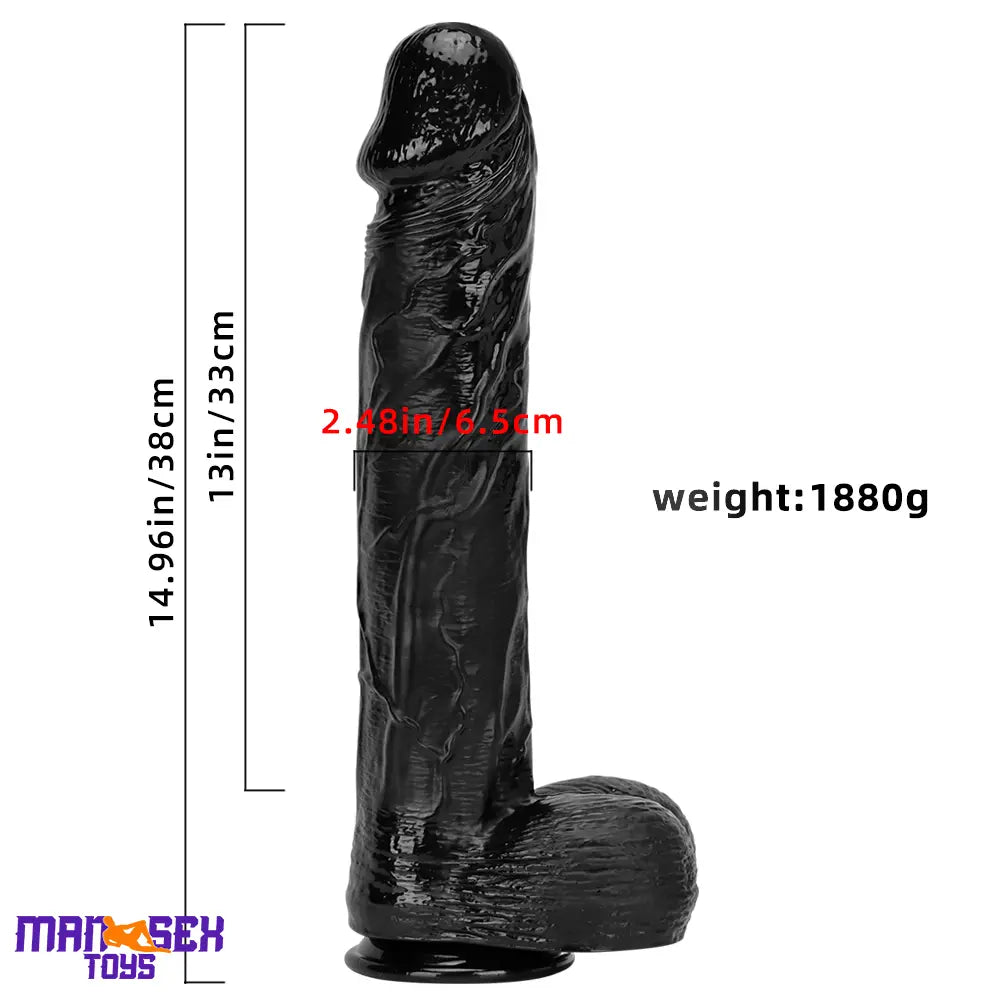 14.96in Women Men Big Black Thick Long Dildo Adult Sex Toy For Anus