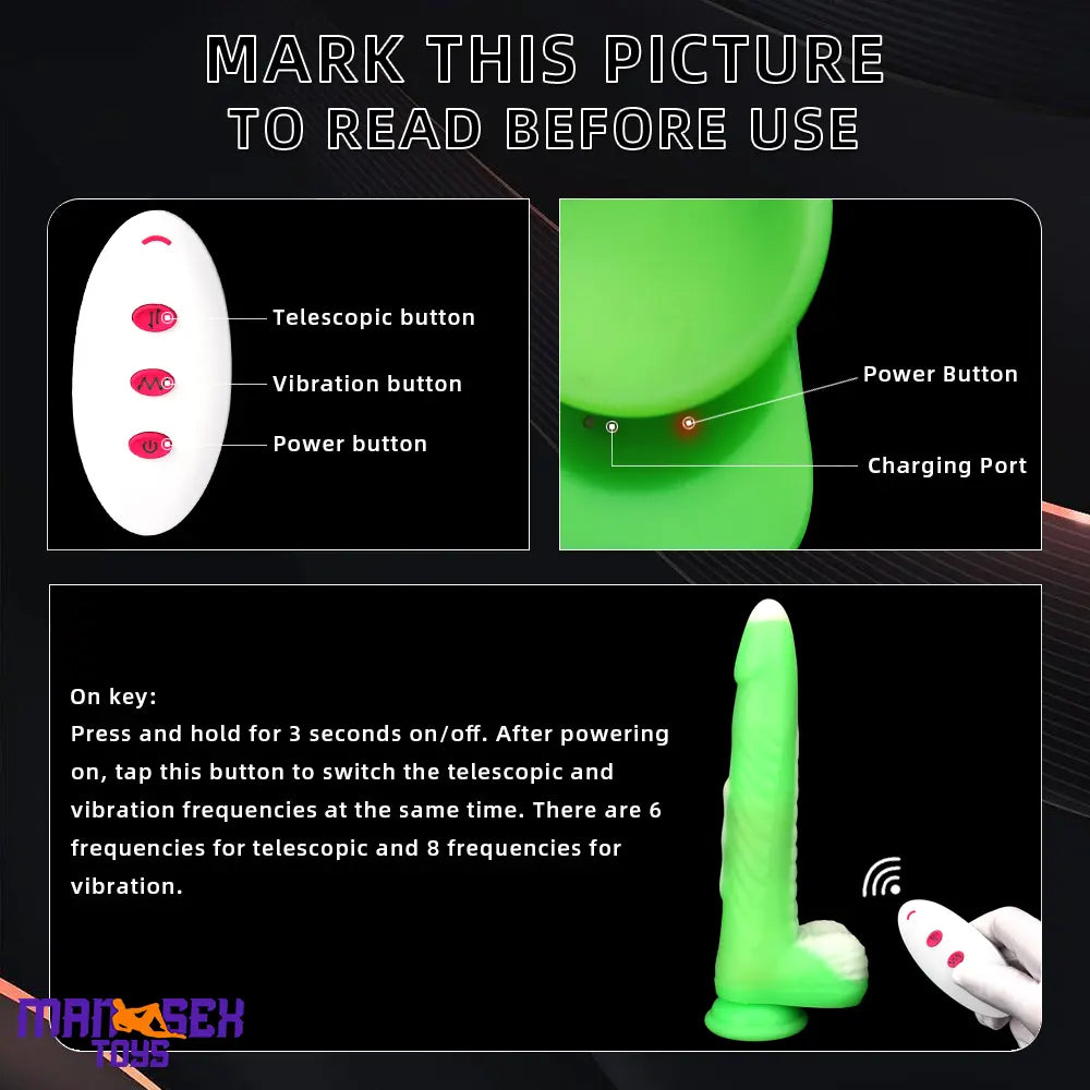 9.84in Big Smart Heating Thrusting Vibrating Remote Auto Electric Dildo