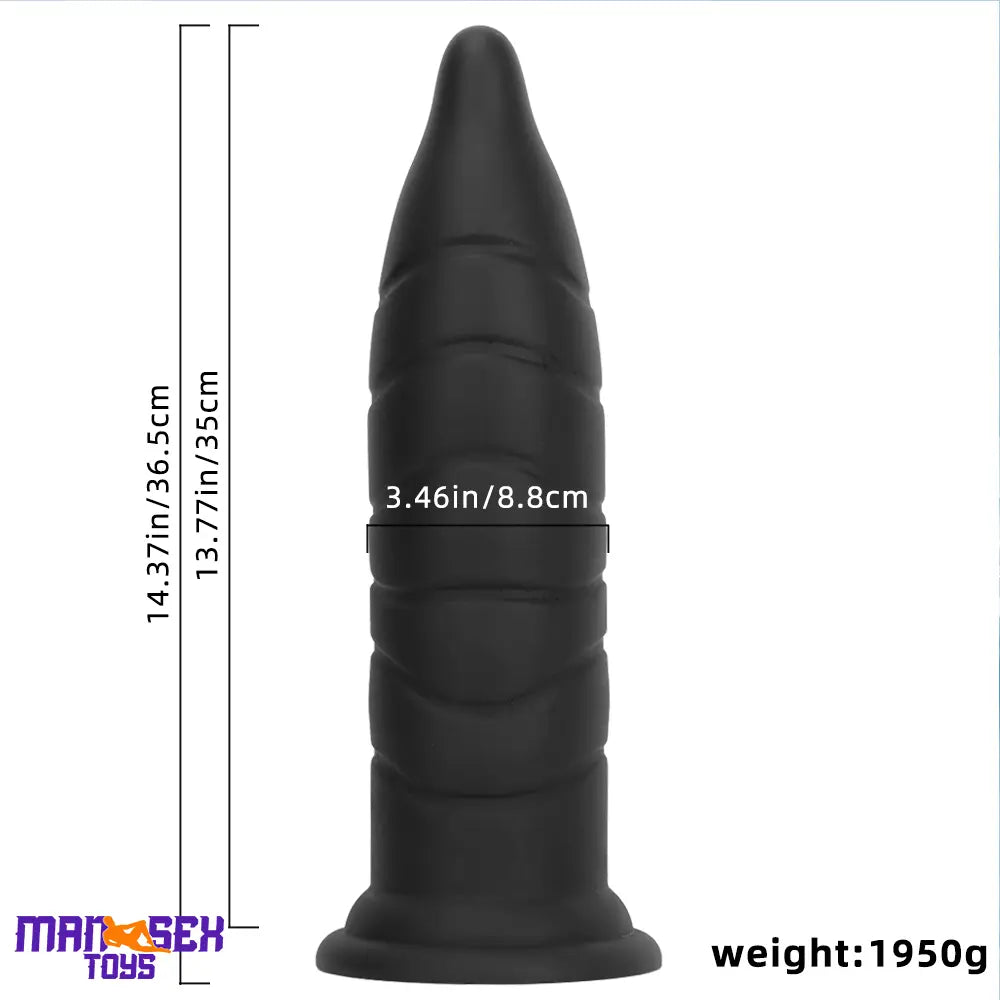 14.37in Fantasy Long Big Silicone Soft Black Dildo Butt Plug For Sex Cock