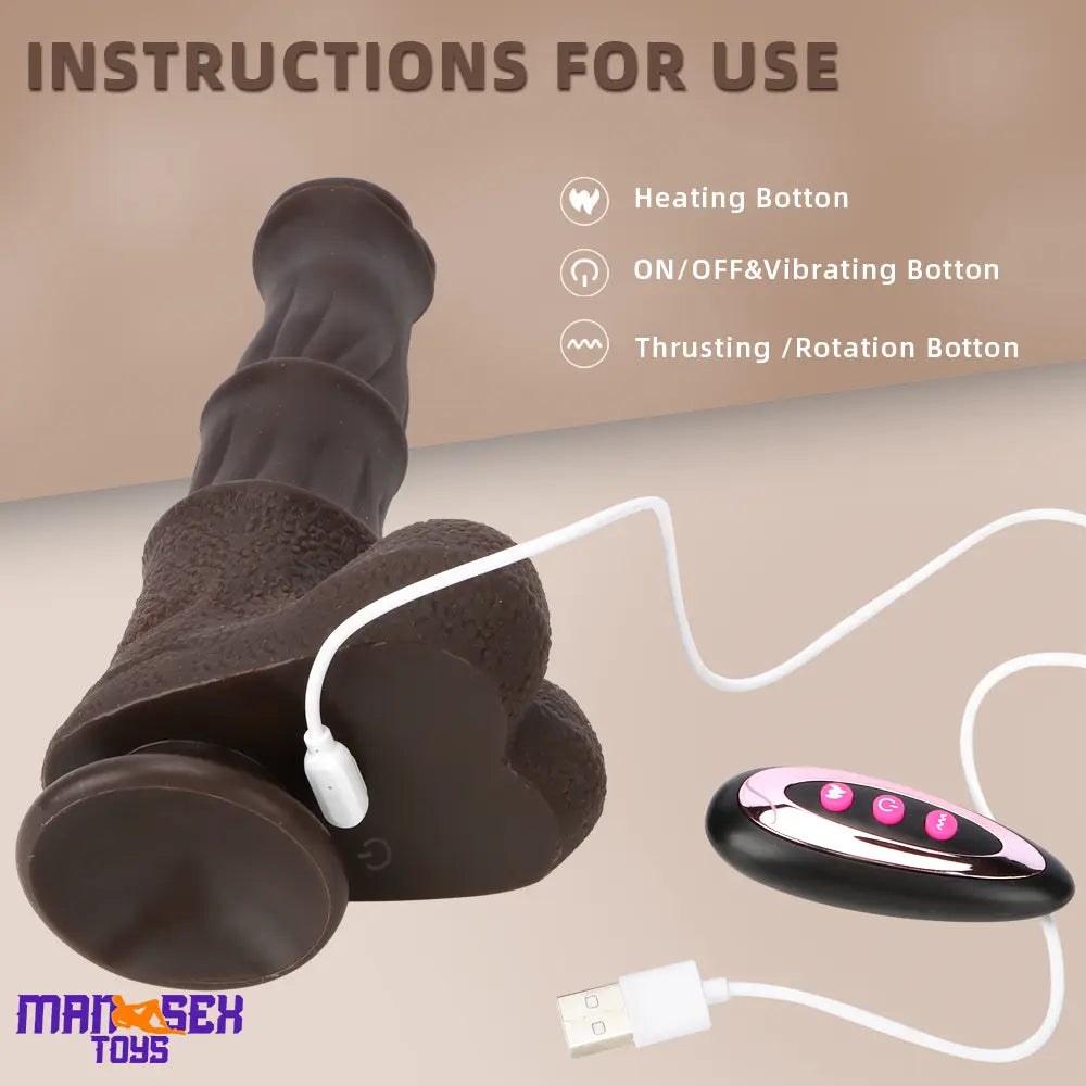 9.05in 4in1 Heating Thrusting Vibrating Rotation Remote Horse Sensory Dildo