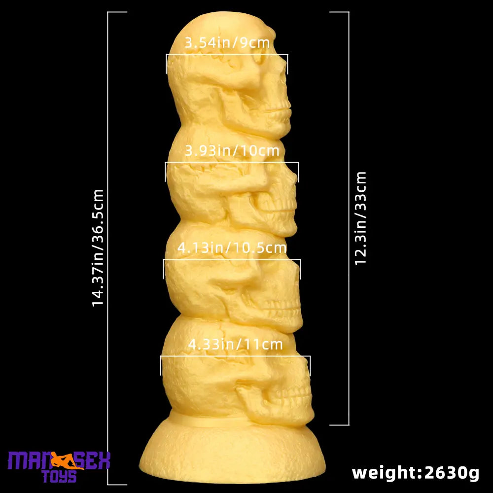 14.37in Premium Large Soft Long Fantasy Silicone Scary Skull Sensory Dildo