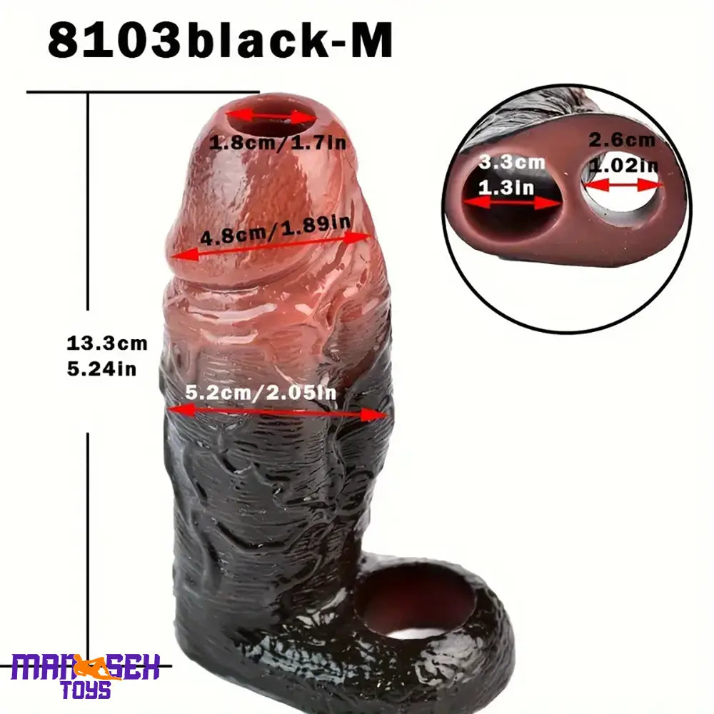 4.53in 5.24in 6.02in Silicone Soft Cock Ring Dildo Sleeve For Enlargement