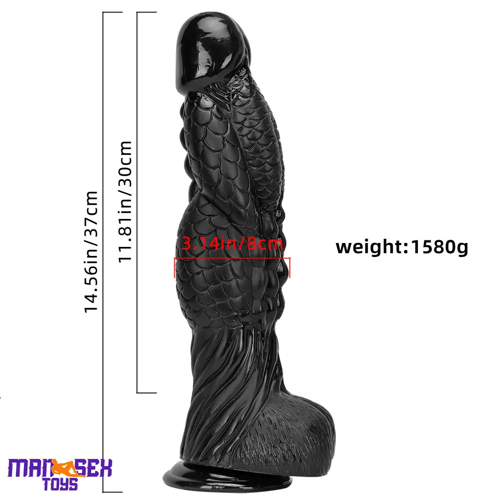 14.56in Women Men Big Black Thick Long Dragon Odd Cock Monster Dildo