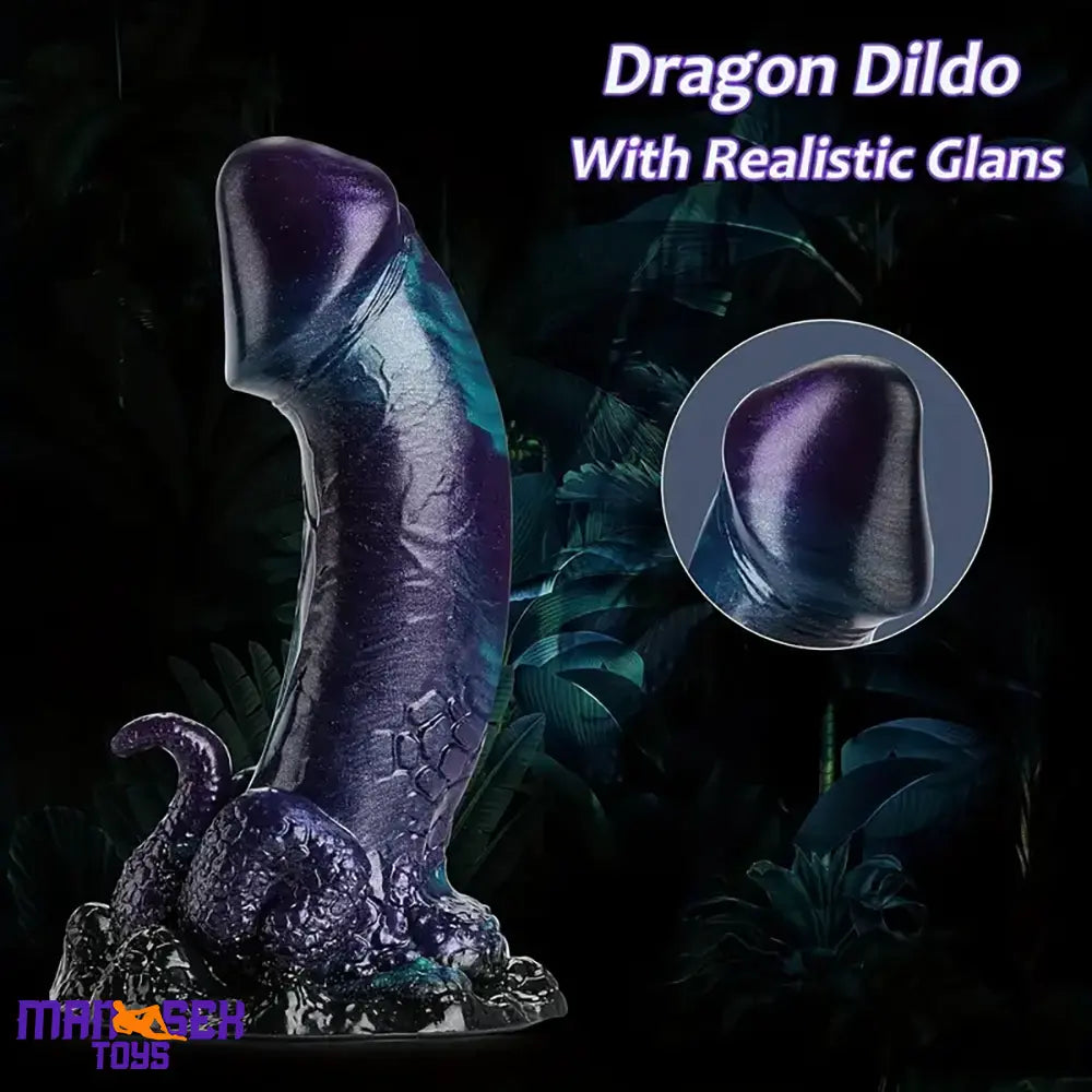 7.67in Dragon Fantasy Silicone Male Monster Dildo With Tentacle Suction Cup