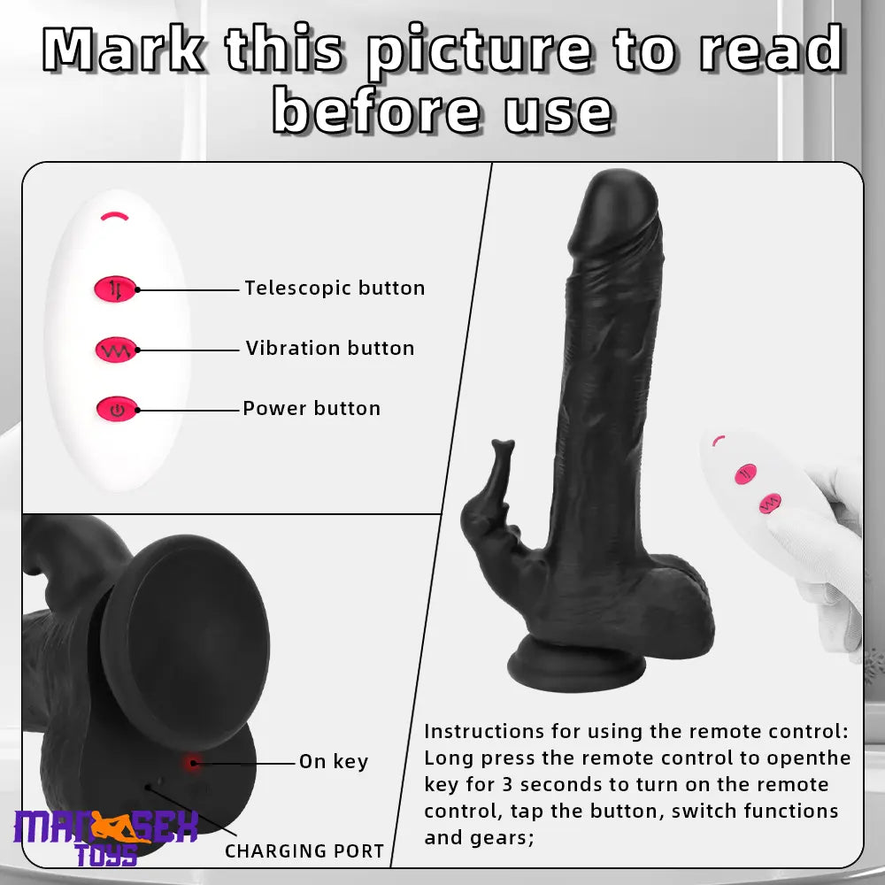 8.85in Elephant 3in1 Heating Thrusting Vibrating Remote Dildo Cock Toy