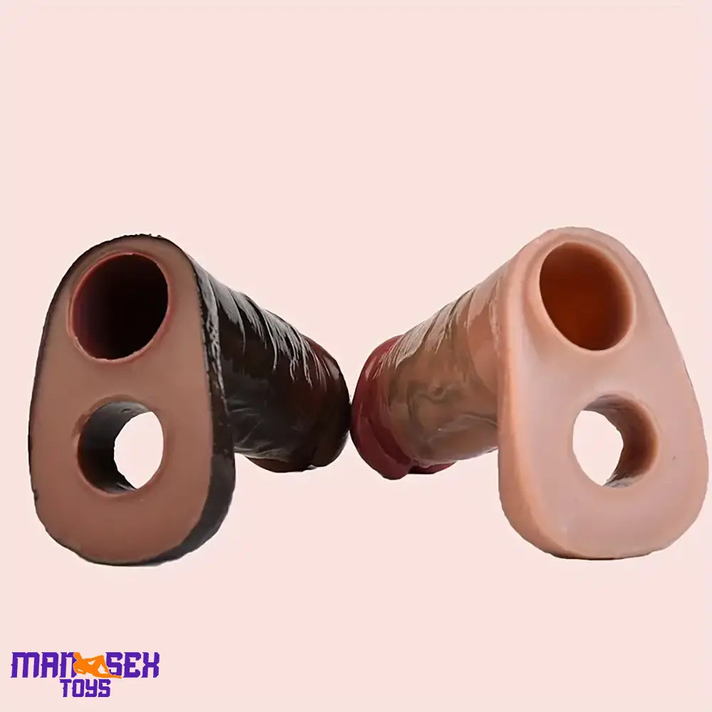 5.12in Silicone Soft Skin Feeling Cock Ring Dildo Sleeve For Delay Ejaculation