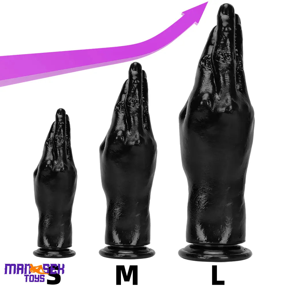 6.3in 8.66in 11.02in Women Using Big Black Thick Hands Fist Wide Dildo