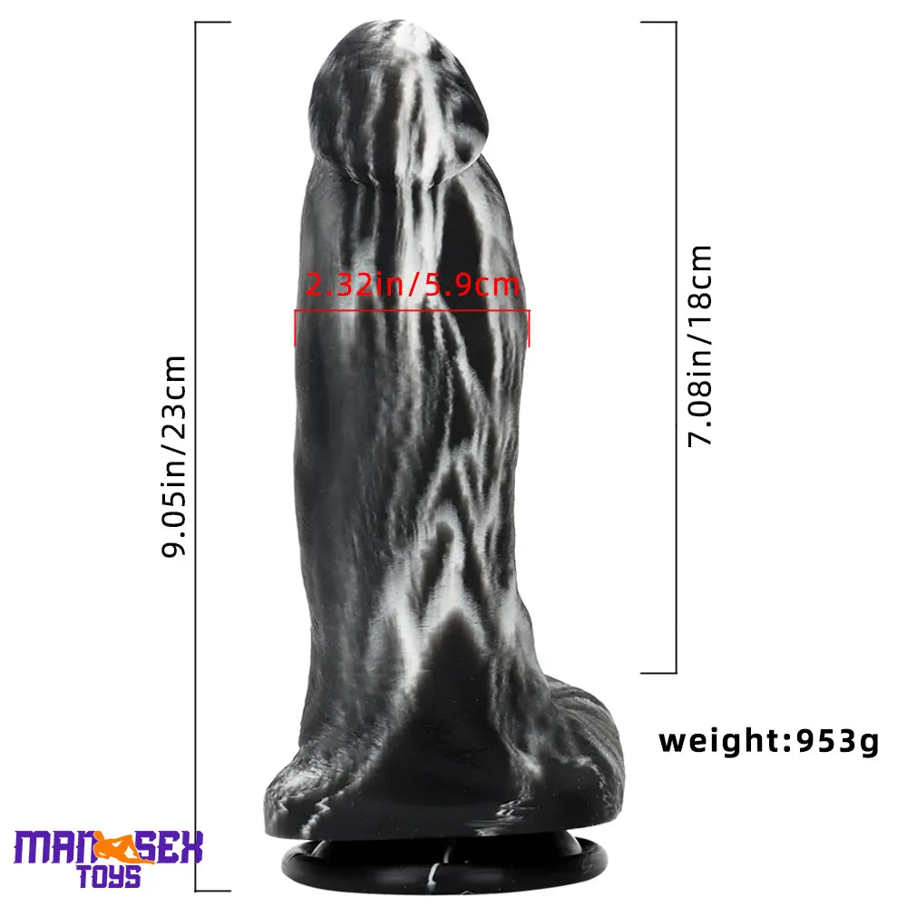 9.05in Large Thick Silicone Soft Mixed Color Dildo For Women Men Cock