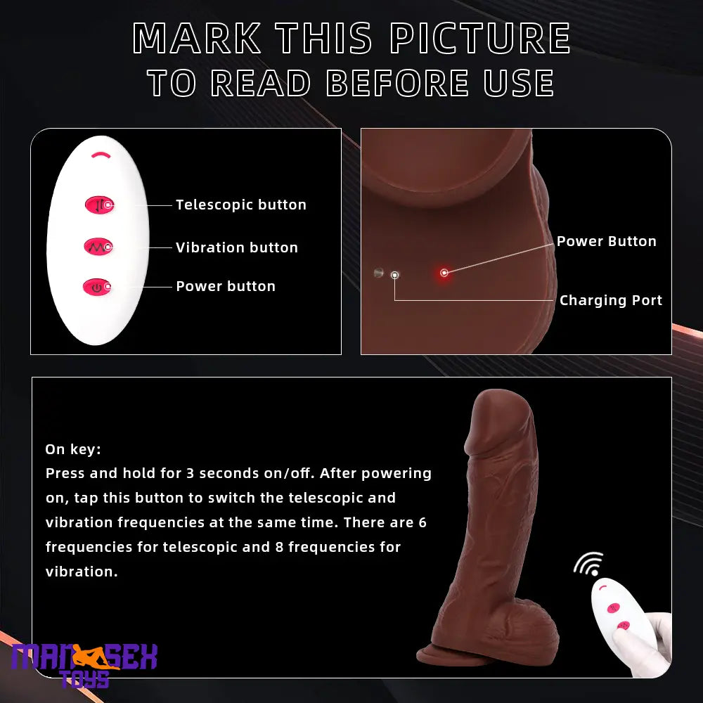 8.85in Intelligent Heating Thrusting Vibrating Automatic Remote Cock Dildo