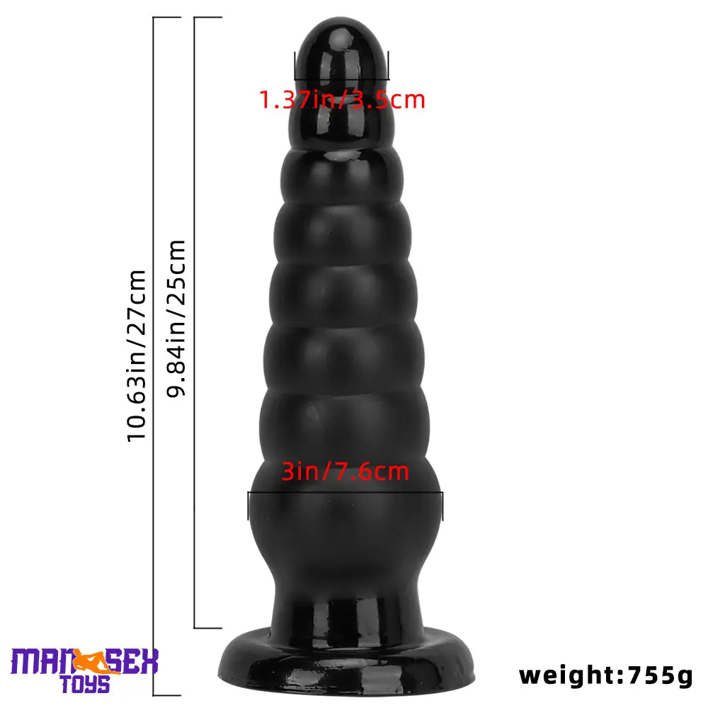 10.63in Realistic Big Silicone Black Dildo Butt Plug For Clit Cock Expansion