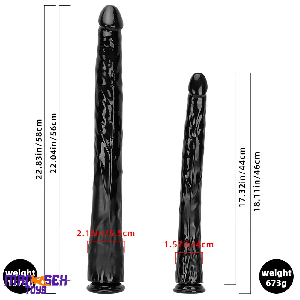 18.11in 22.83in Super Big Long Black Dildo BDSM Sex Toy Suction Cup Base