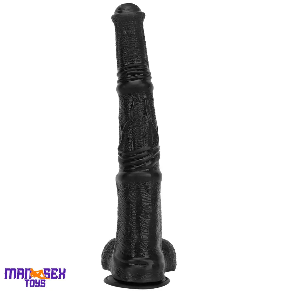 14.76in Extra Long Huge Black Soft Liquid Silicone Horse Cock Handy Dildo