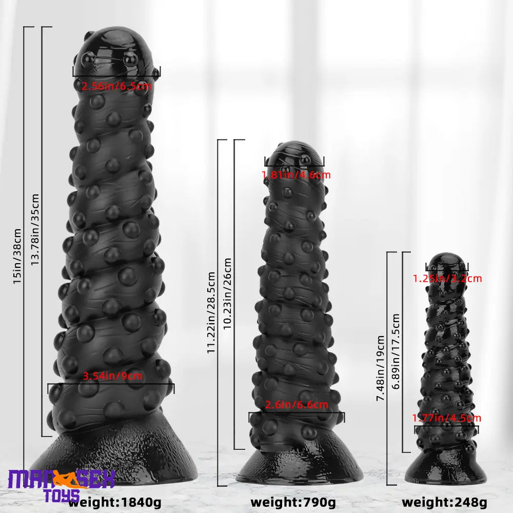 7.48in 11.22in 15in Huge Black Spiral Animal Octopus Big Dildo Butt Plug