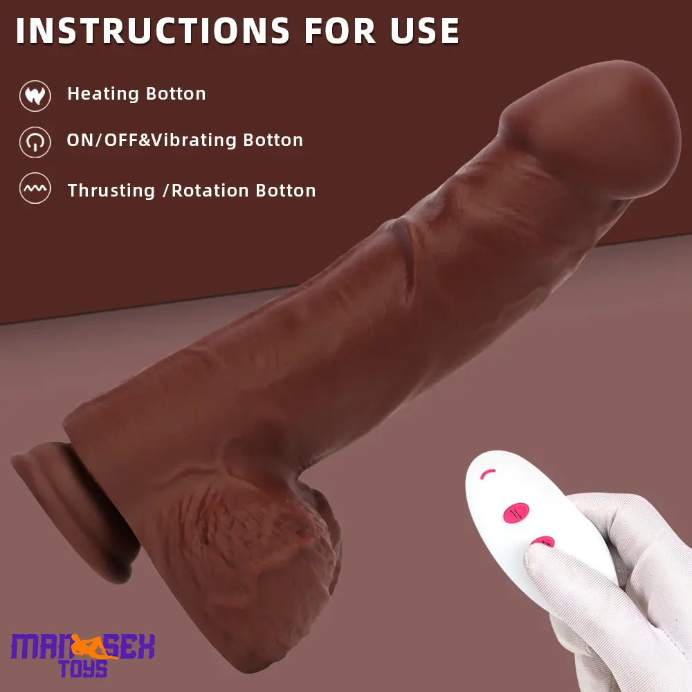 9.84in Realistic Remote Control Auto Heating Thrusting Vibrating Cock Dildo