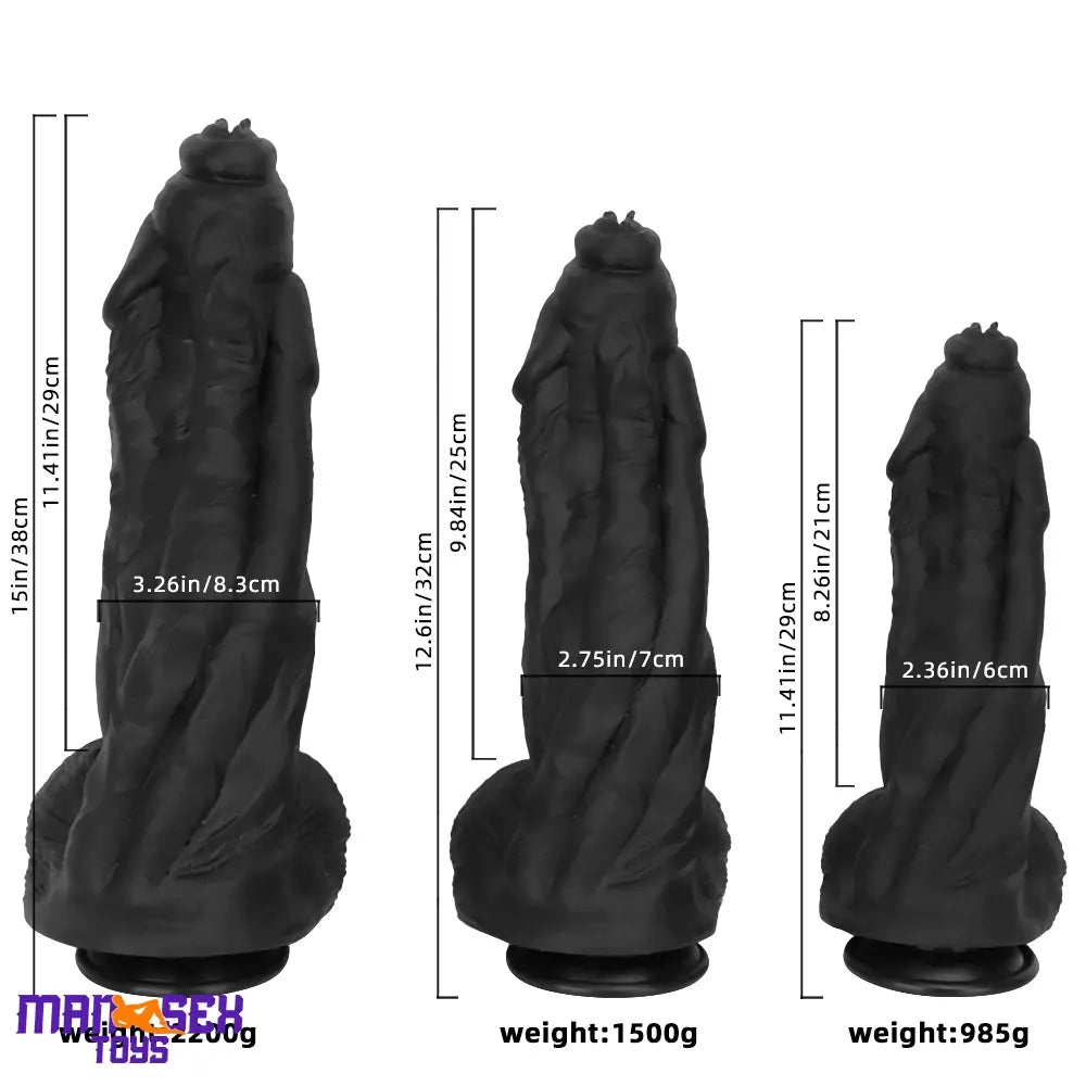 11.41in 12.6in 15in Super Big Silicone Soft Black Fantasy Durable Sex Dildo