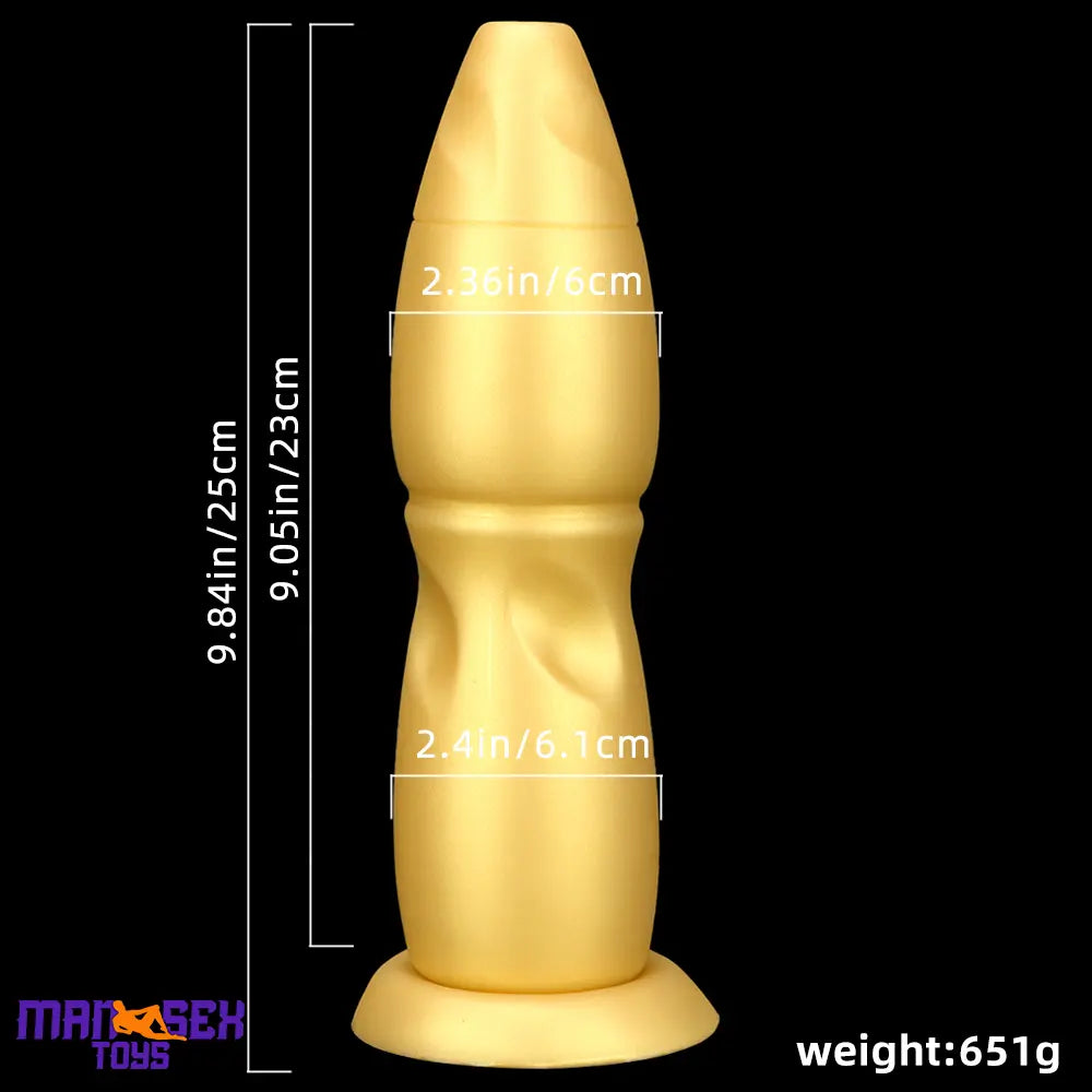 9.84in Gold Soft Liquid Big Silicone Butt Plug Dildo For Female Anal Sex Toy