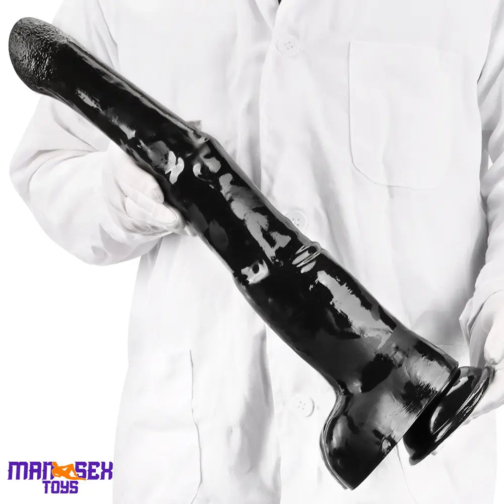 18.5in Extra Big Long Black Dildo Real BDSM Animal Horse Penis Sex Tool