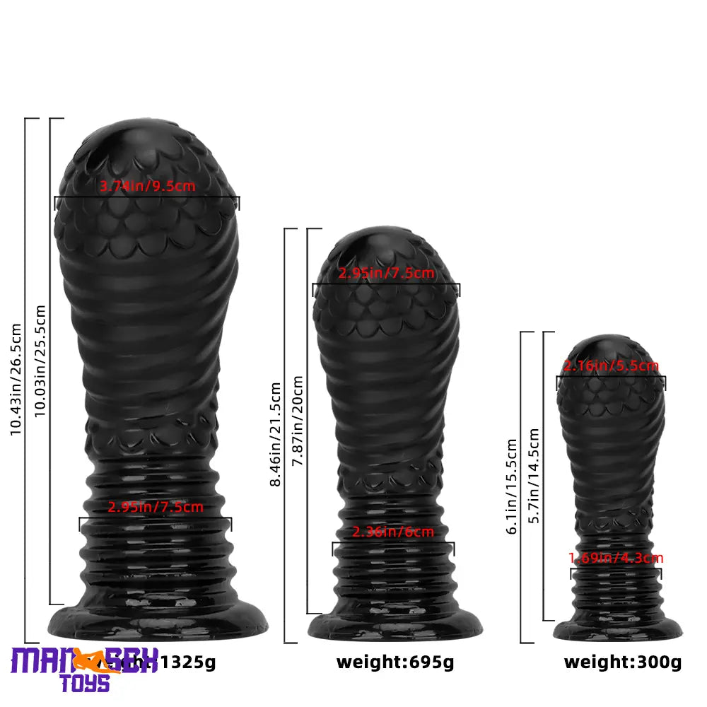 6.1in 8.46in 10.43in Fantasy Black Large Dildo Butt Plug For Fist Sex Toy