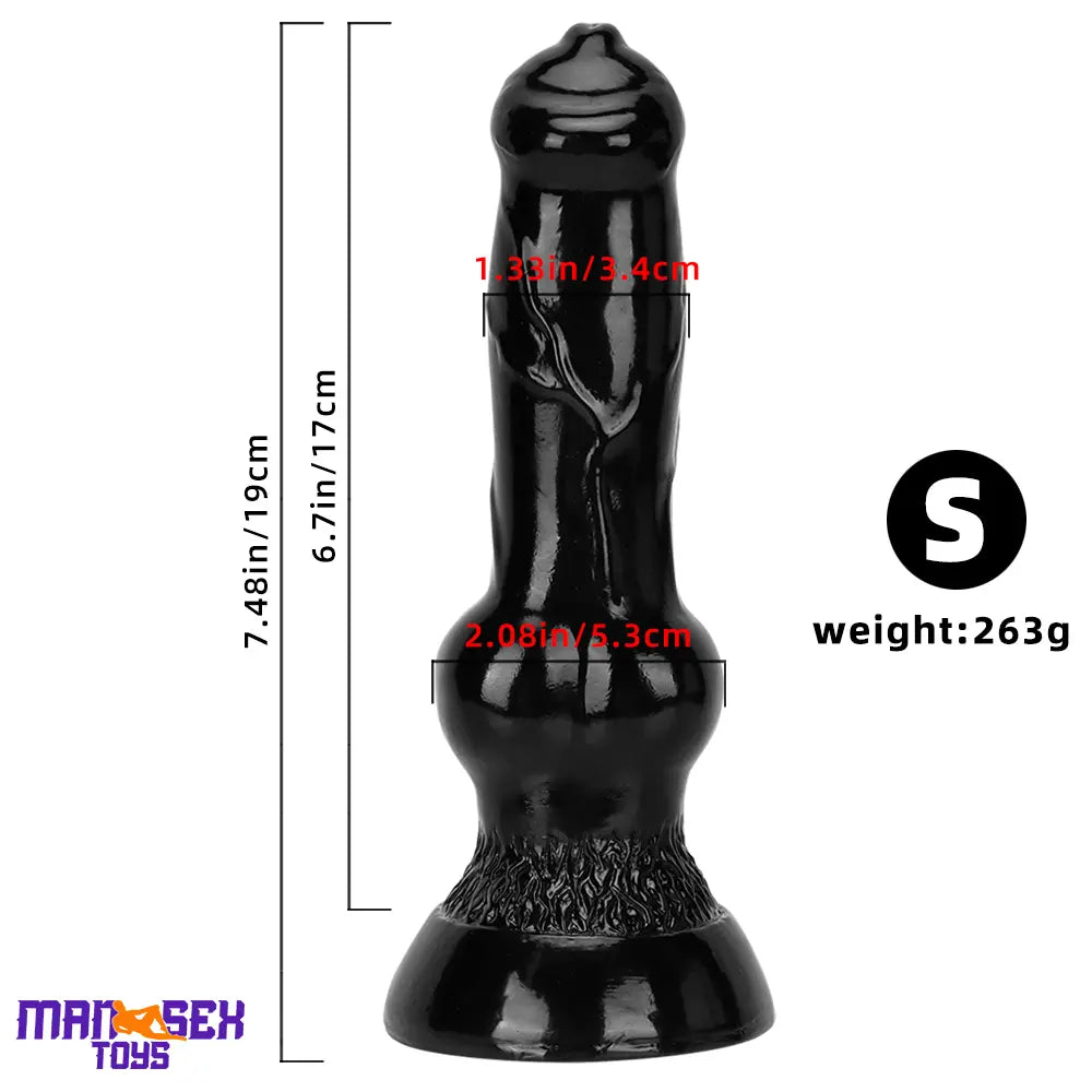 7.48in 14.17in 15.35in Big Black Thick Dog Penis Fantasy Animal Knot Dildo