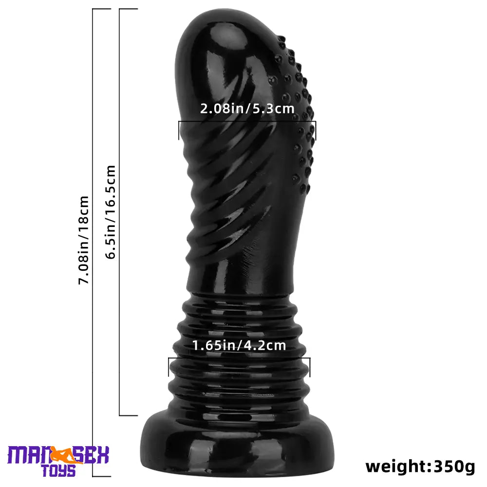 7.08in Fantasy Black Spiked Thick Dildo For Anal Vaginal Expansion Cock
