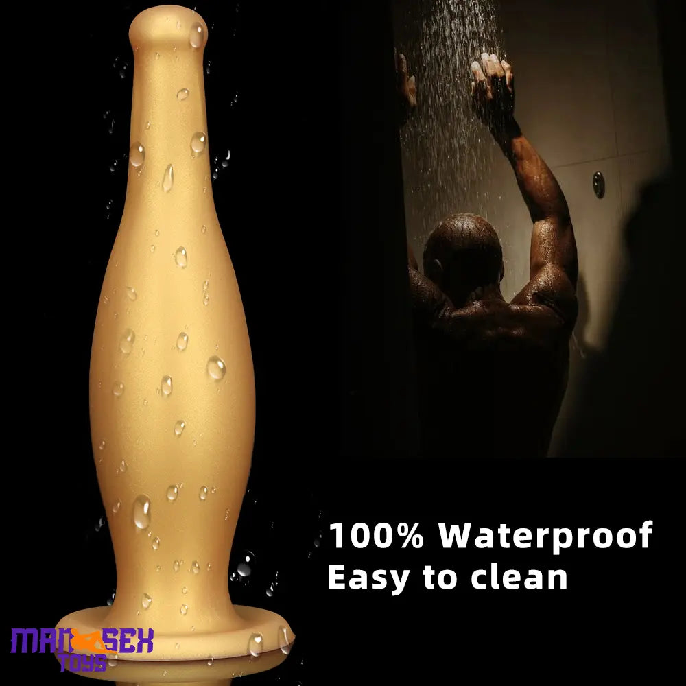 6.7in 11.41in Gold Beer Bottle Silicone Soft Big Anal Vaginal Butt Plug Dildo