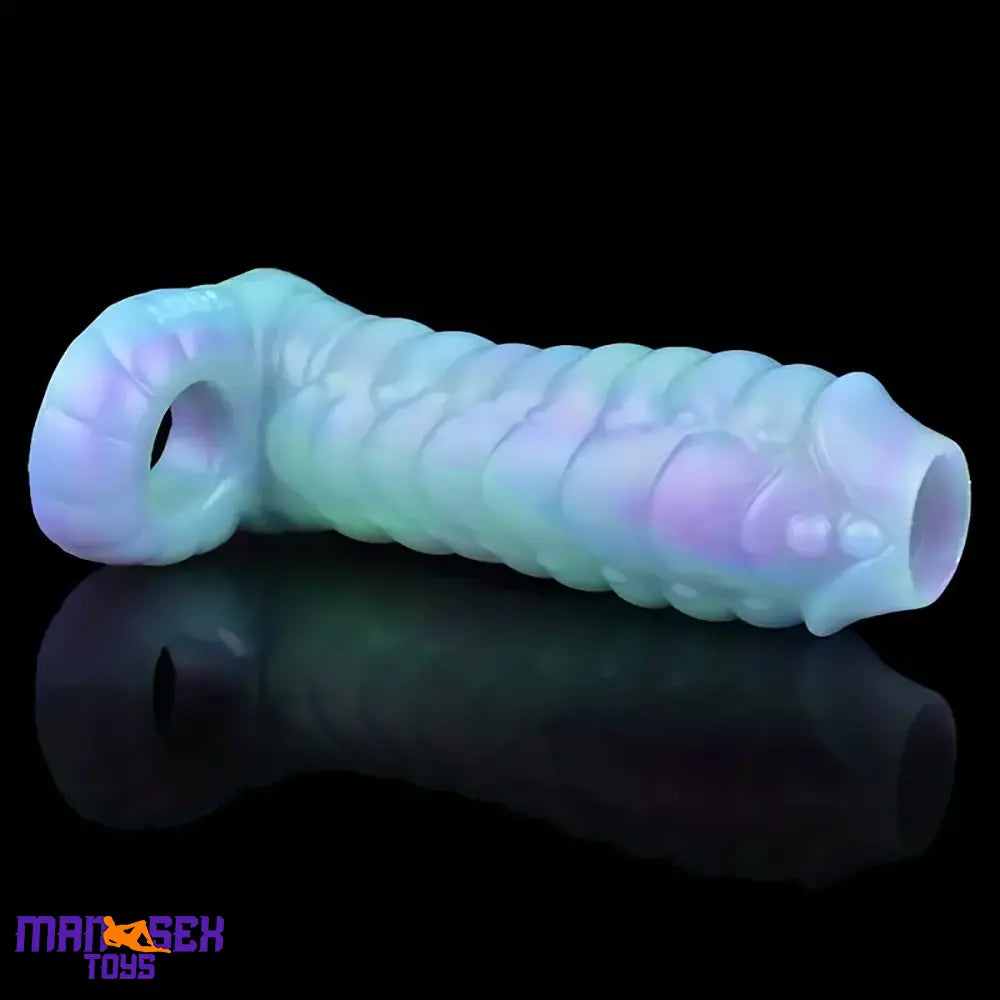 5.9in Lifelike Silicone Soft Cock Ring Dildo Sleeve Snake Luminous Extender