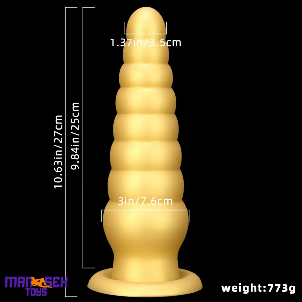 10.63in Soft Silicone Big Gold Butt Plug Dildo For Anal Expansion Orgasm