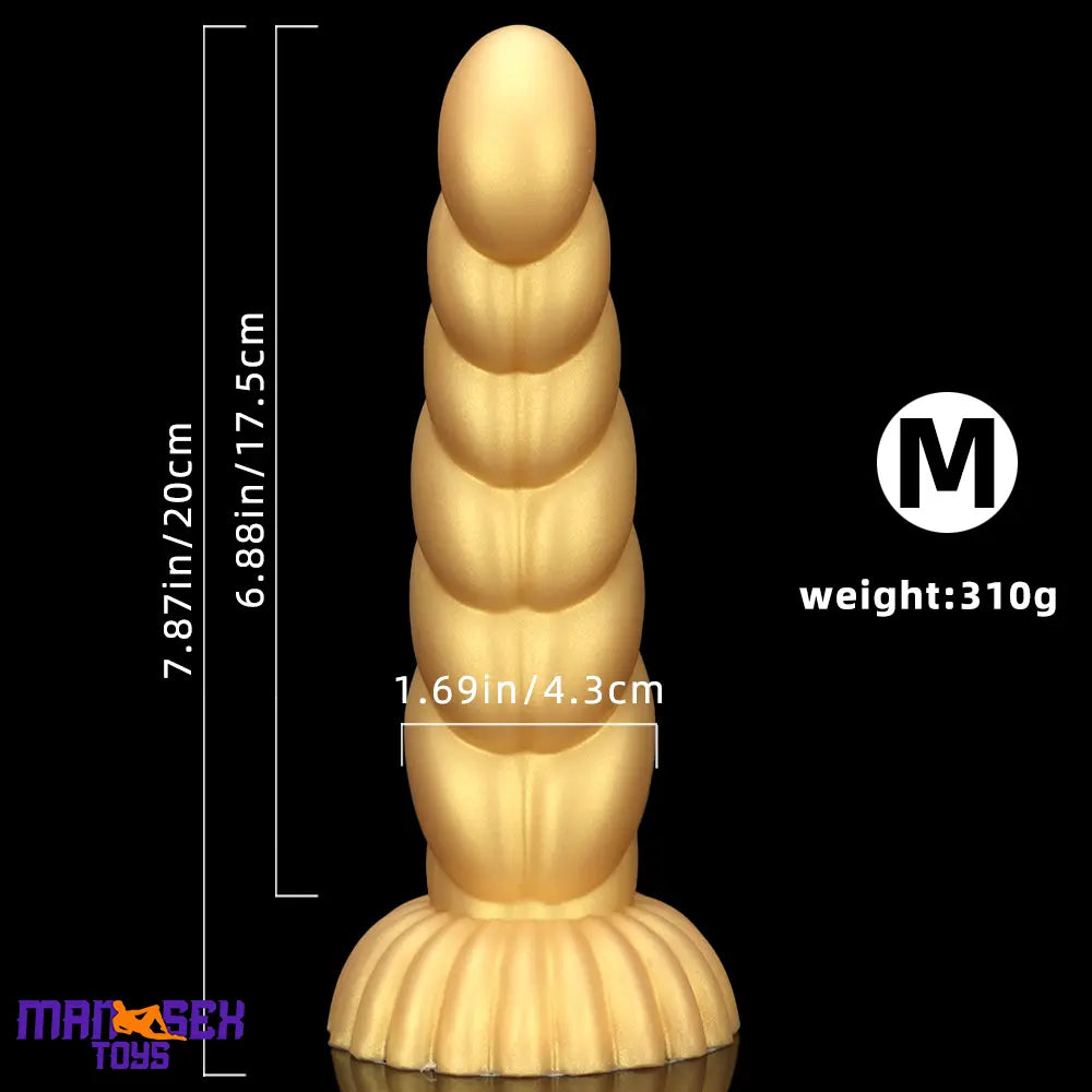 5.51in 7.87in 10.23in Gold Silicone Soft Fantasy Dildo For Anal Orgasm Cock