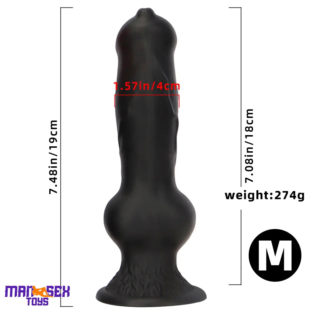 7.28in 7.48in 9.64in 10.62in 13in Big Black Silicone Dog Cock Male Dildo
