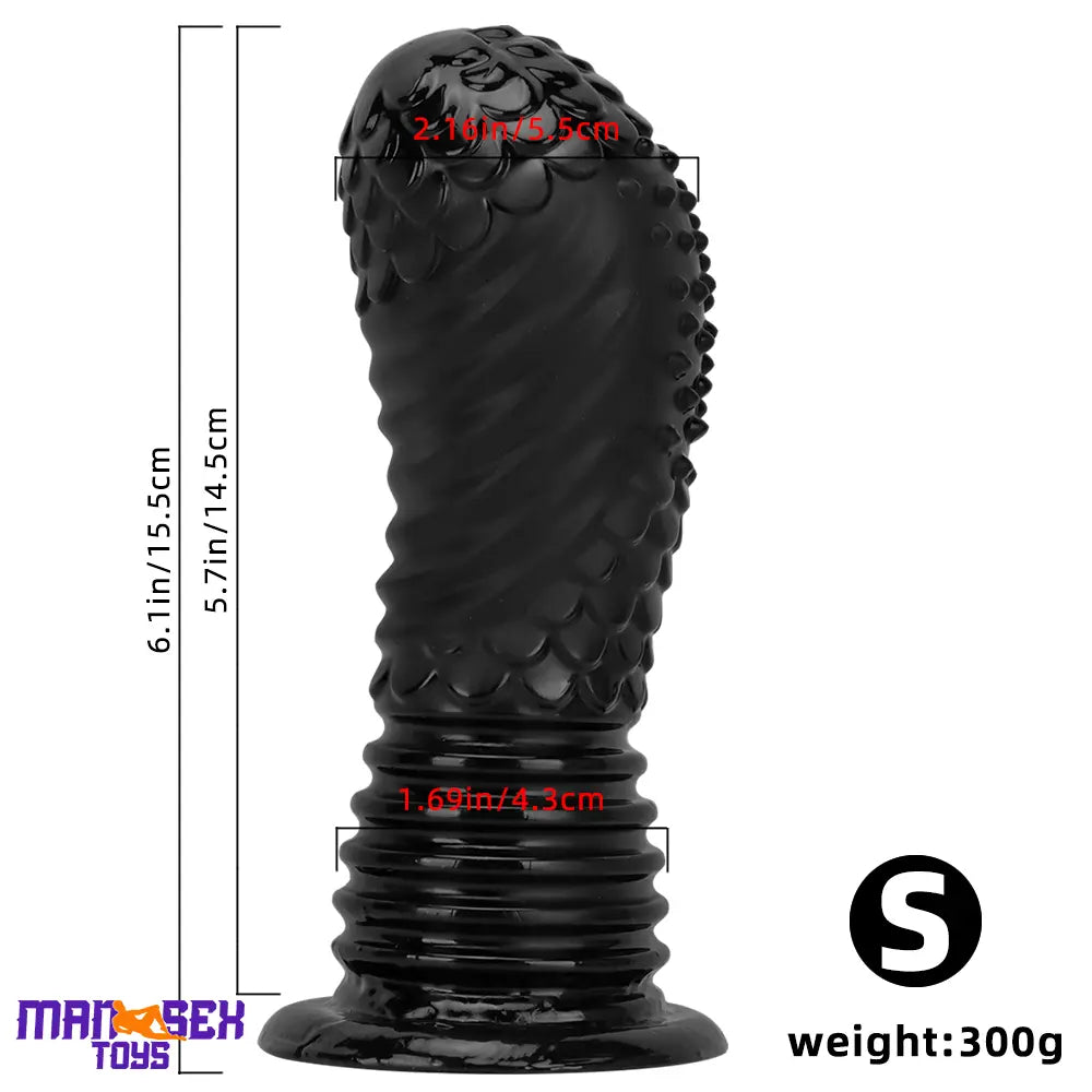 6.1in 8.46in 10.43in Fantasy Black Large Dildo Butt Plug For Fist Sex Toy