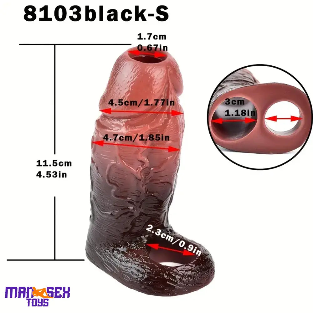 4.53in 5.24in 6.02in Silicone Soft Cock Ring Dildo Sleeve For Enlargement