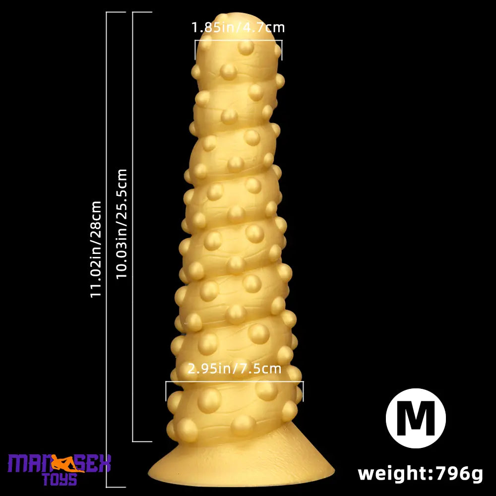 7.48in 11.02in 15in Soft Liquid Silicone Spiral Spiked Cock Big Butt Plug Dildo