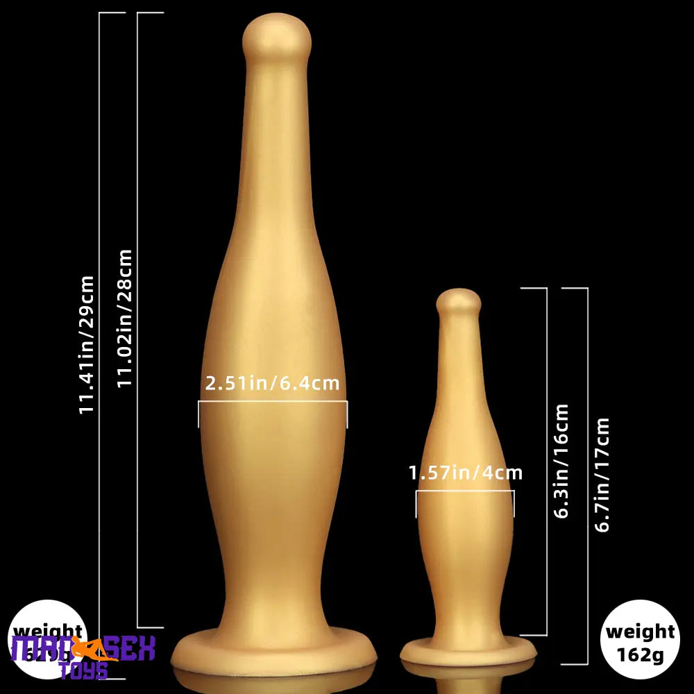 6.7in 11.41in Gold Beer Bottle Silicone Soft Big Anal Vaginal Butt Plug Dildo