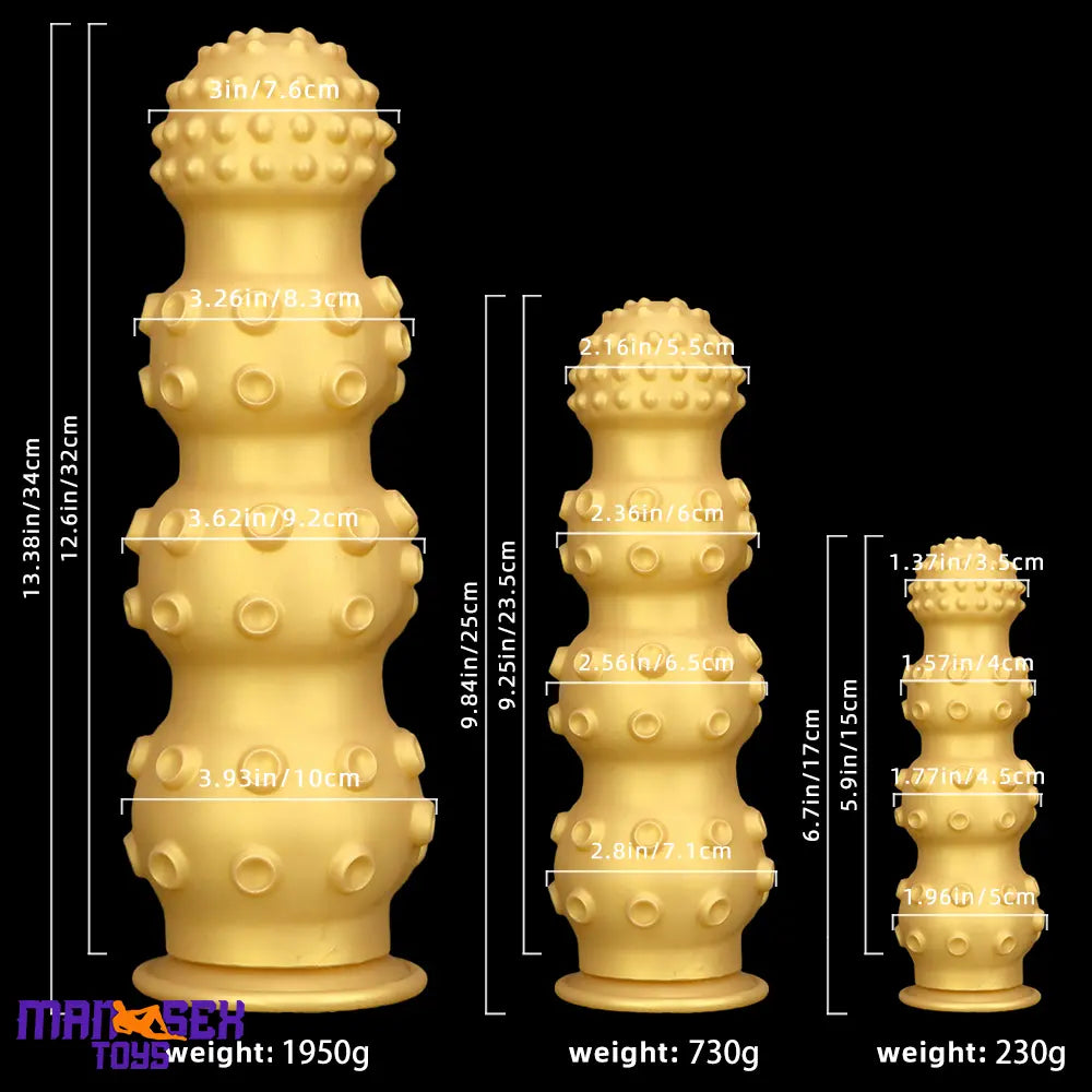 6.7in 9.84in 13.38in Gold Silicone Animal Octopus Large Cock Dildo Butt Plug