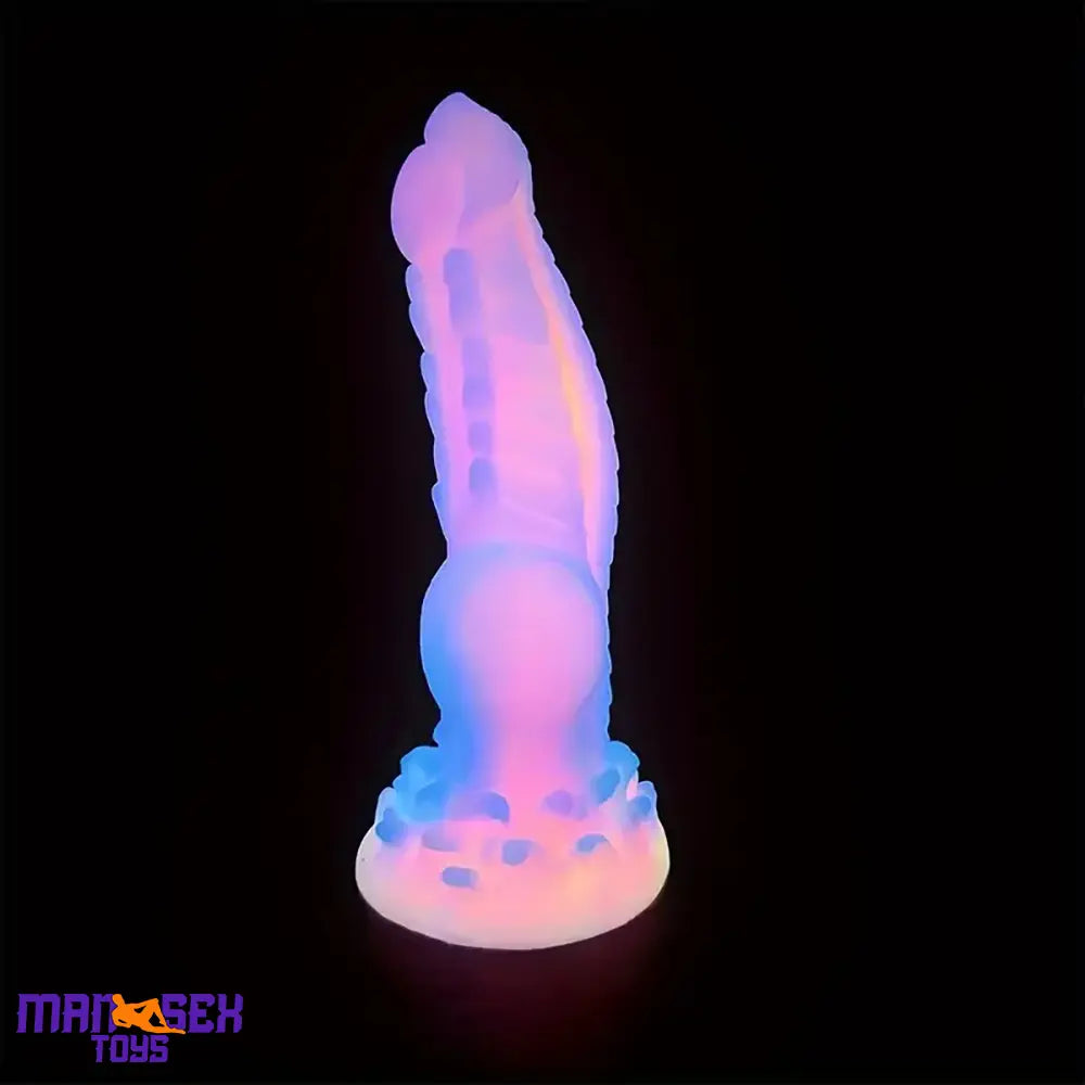 8.14in Colorful Silicone Flexible Fantasy Big Luminous Monster Female Dildo