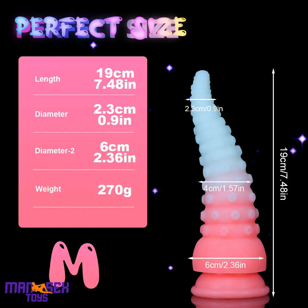 6.42in 7.48in 8.66in Fluorescent Octopus Tentacle Soft Dildo For Masturbator